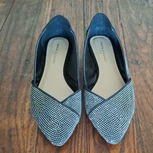 Rock & Candy Black Pointed Flats with Crystal Embellished Vamp